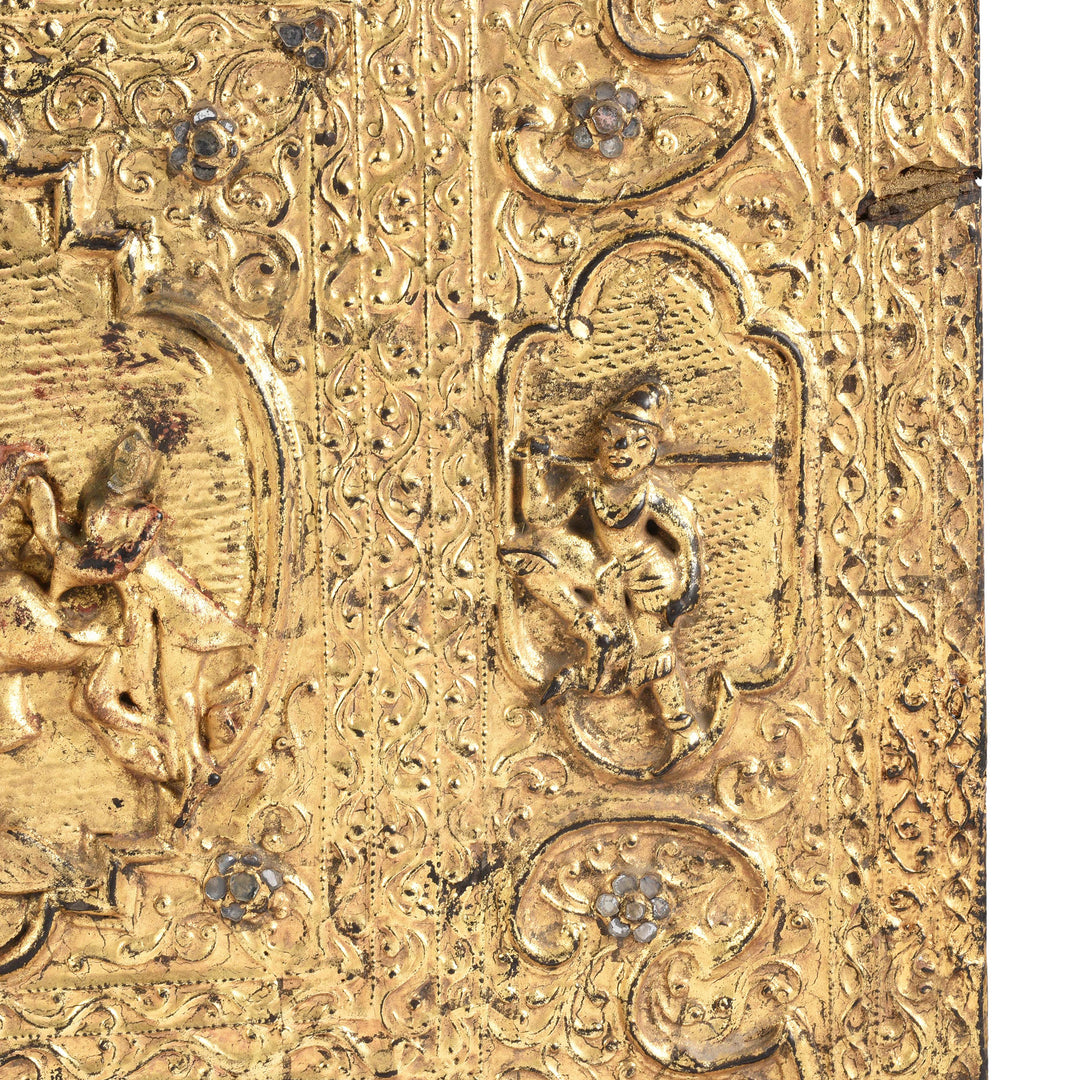 Carving Detail From Antique Gilt Burmese Teak Manuscript Chest | Indigo Antiques