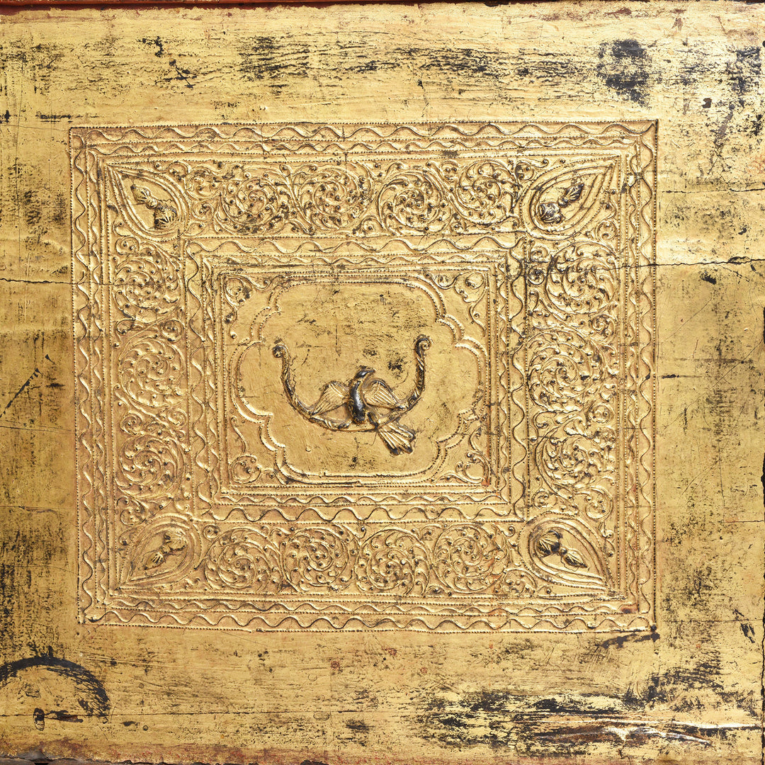 End Detail From Antique Gilt Burmese Teak Manuscript Chest | Indigo Antiques