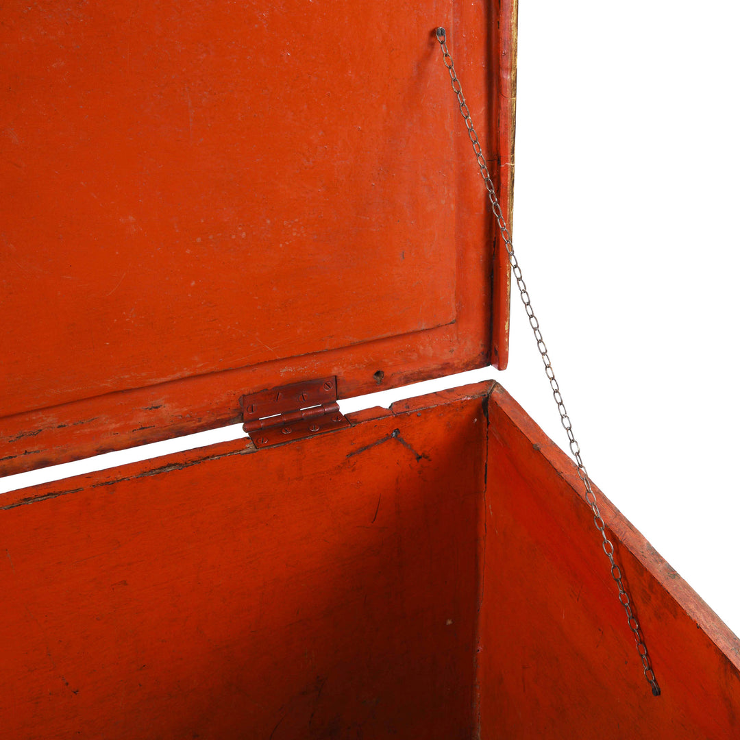 Chain Detail From Antique Gilt Burmese Teak Manuscript Chest | Indigo Antiques