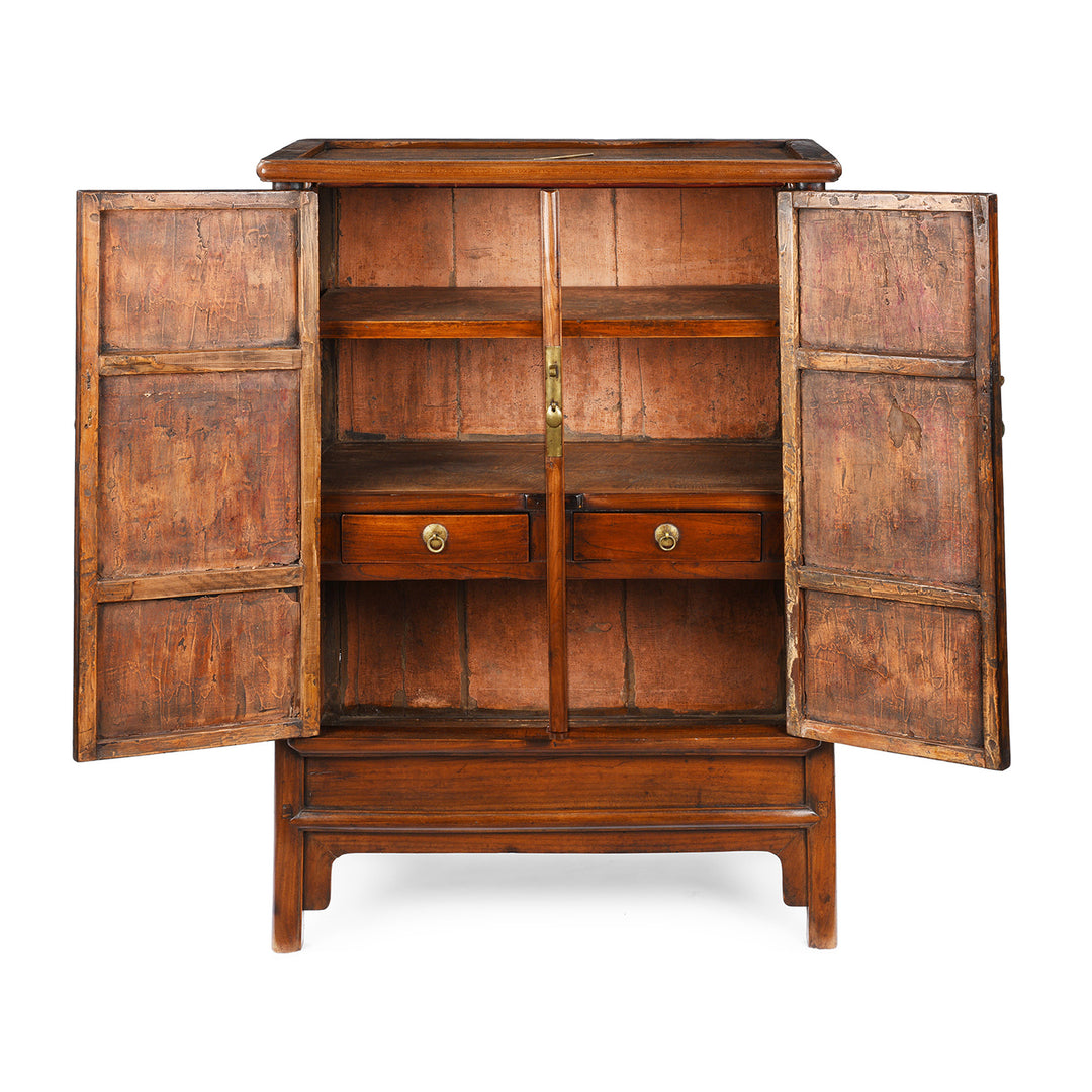 Open Drawers Detail From Antique Chinese Red Elm Tapered Cabinet | Indigo Antiques