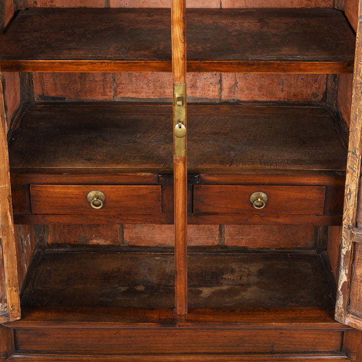 Drawer Detail From Antique Chinese Red Elm Tapered Cabinet | Indigo Antiques
