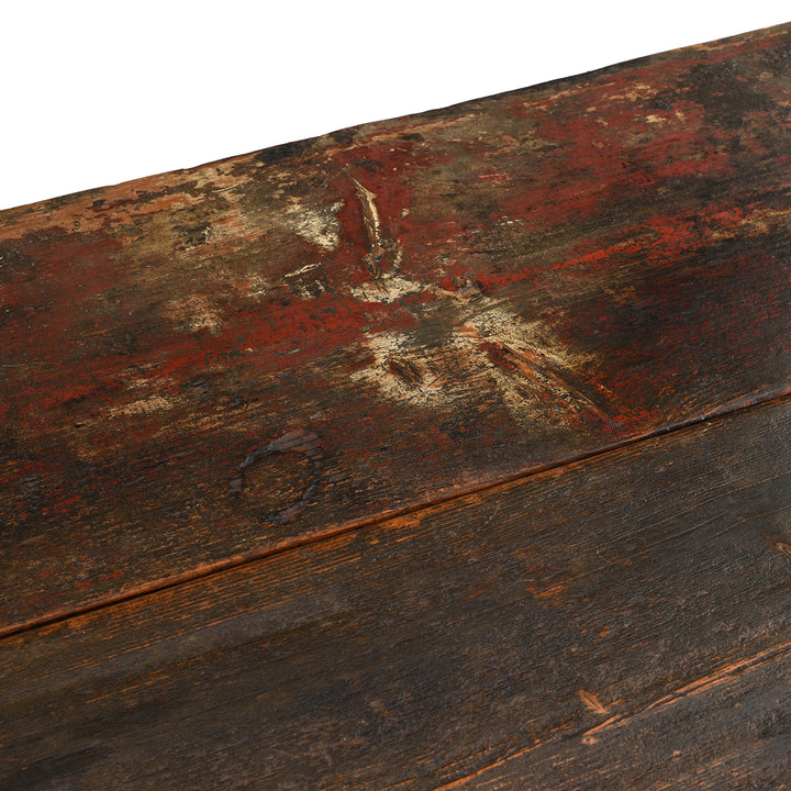 Surface Top Detail From Antique Mongolian Chest With Original Paint On New Stand | Indigo Antiques
