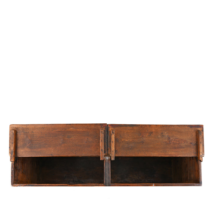 Top Down View Of Antique Mongolian Chest With Original Paint On New Stand | Indigo Antiques
