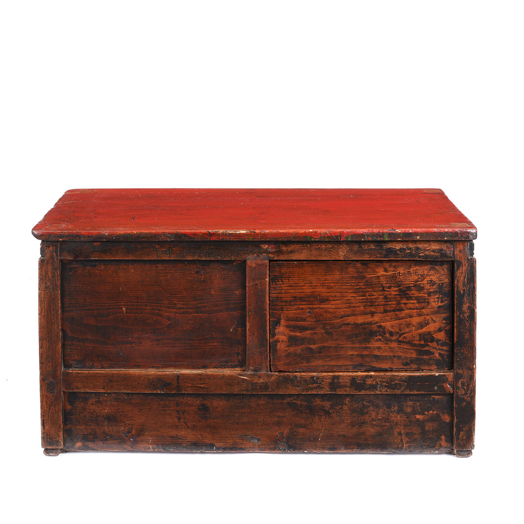 Back Of Antique Painted Choksar Prayer Table from Tibet | Indigo Antiques
