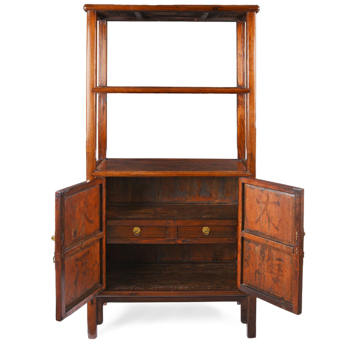Open Doors View Of Antique Chinese Walnut Shelf | Indigo Antiques