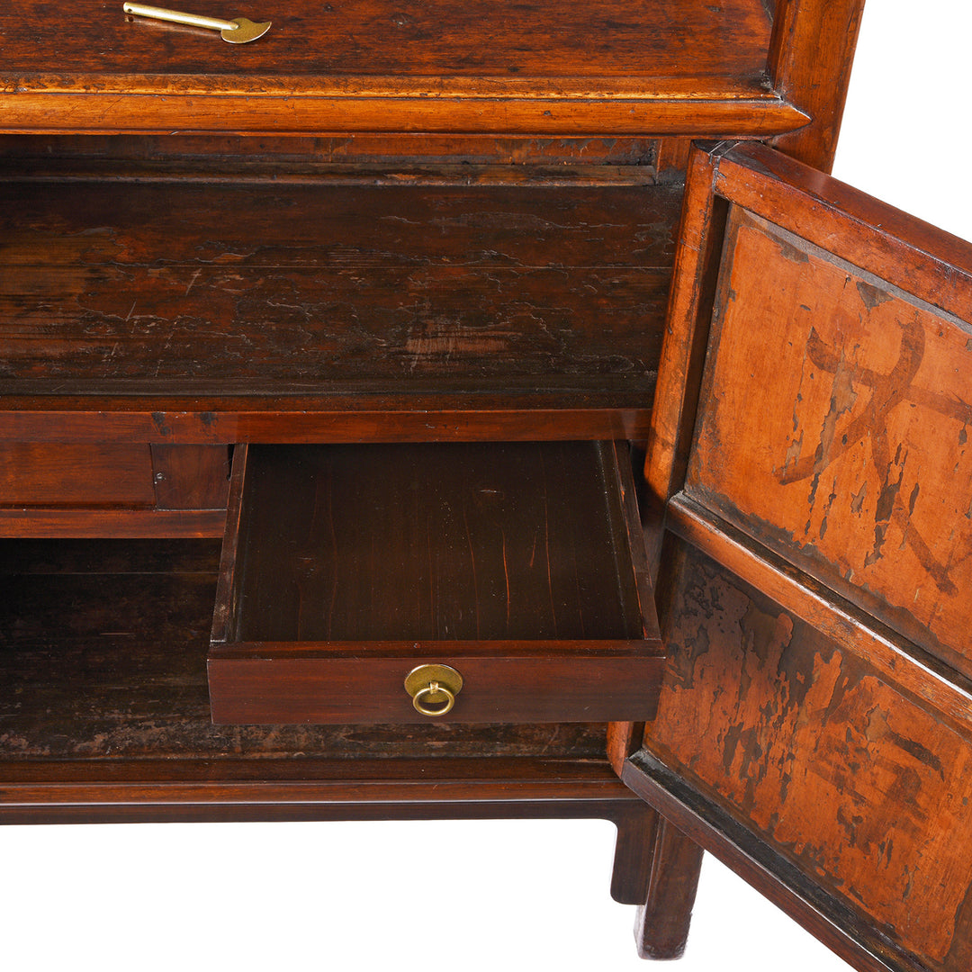Drawer Detail From Antique Chinese Walnut Shelf | Indigo Antiques