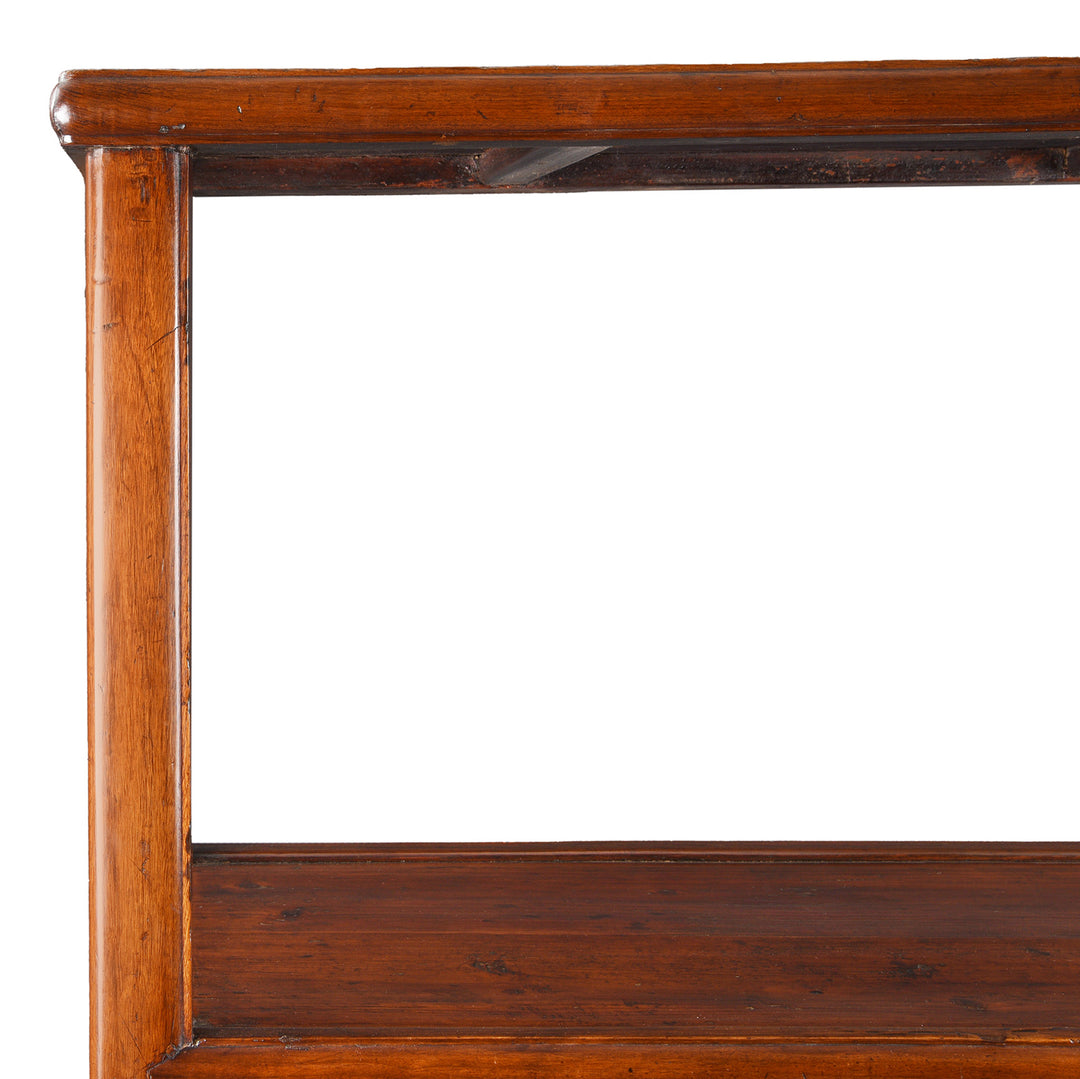 Top Corner Detail From Antique Chinese Walnut Shelf | Indigo Antiques