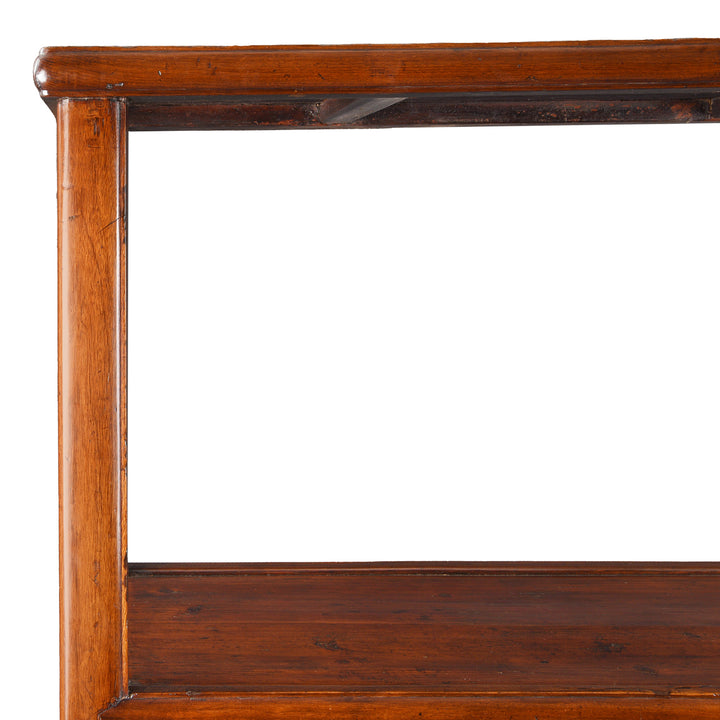 Top Corner Detail From Antique Chinese Walnut Shelf | Indigo Antiques