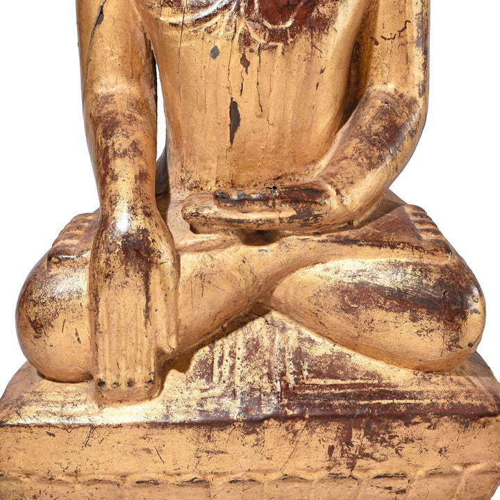 Hands Detail FromAntique Gilt Wood Burmese Shan Buddha Statue | Indigo Antiques