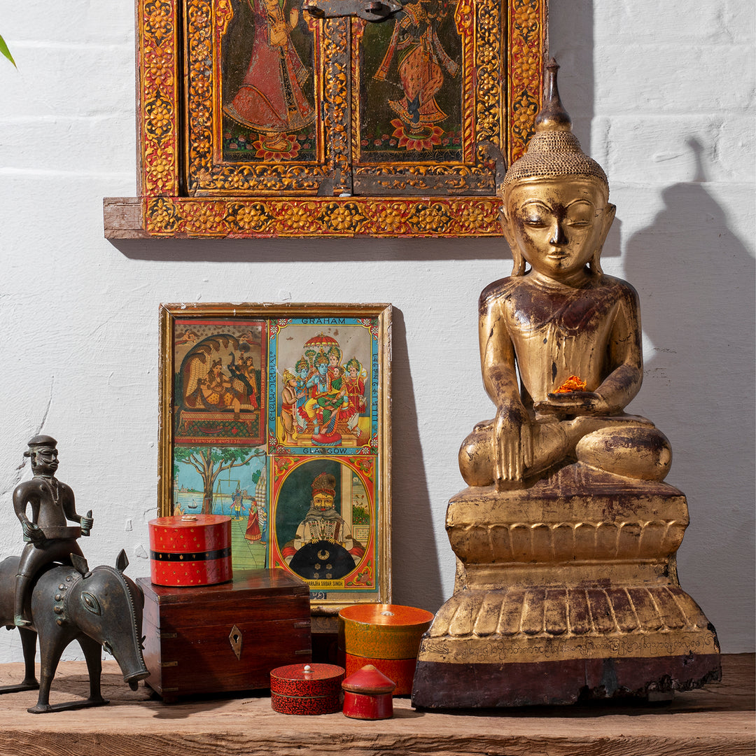 Antique Gilt Wood Burmese Shan Buddha Statue | Indigo Antiques