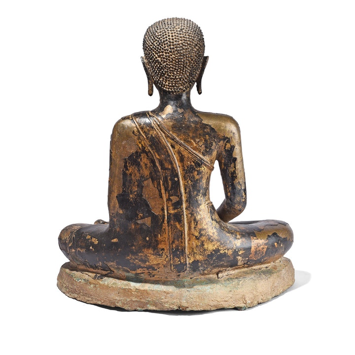 Back Of Antique Lacquered Bronze Thai Sitting Buddha | Indigo Antiques