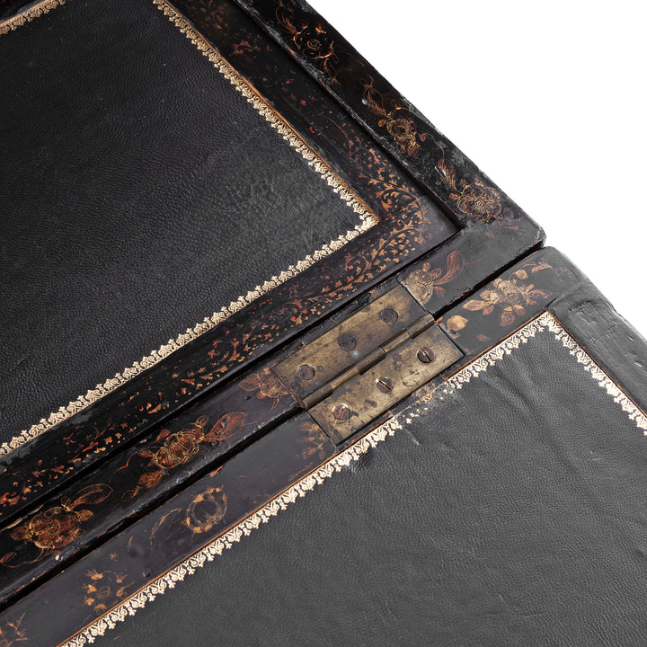 Writing Board Hinge Detail From Antique Lacquered Canton Export Bonheur De Jour Cabinet | Indigo Antiques