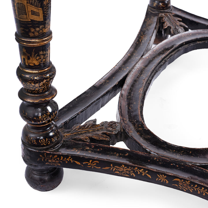 Leg Detail From Antique Lacquered Canton Export Bonheur De Jour Cabinet | Indigo Antiques