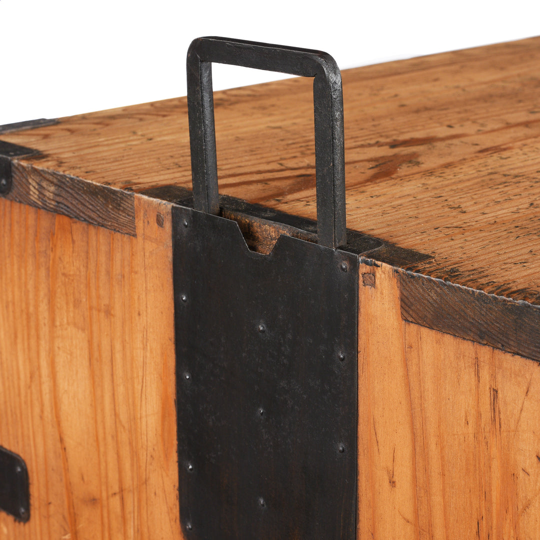 Retractable Handle Detail From Antique Kanto Style Japanese Kasane Isho Dansu | Indigo Antiques