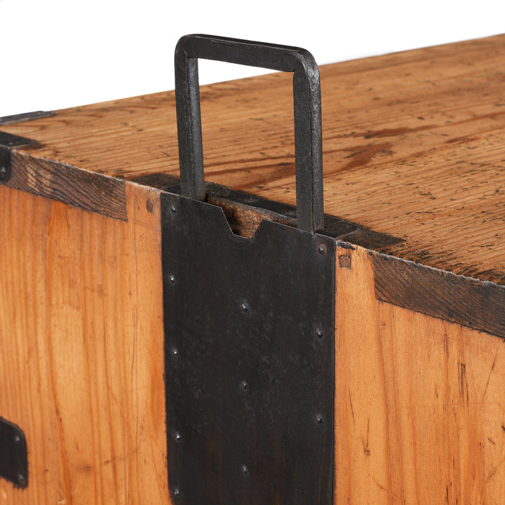 Retractable Handle Detail From Antique Kanto Style Japanese Kasane Isho Dansu | Indigo Antiques