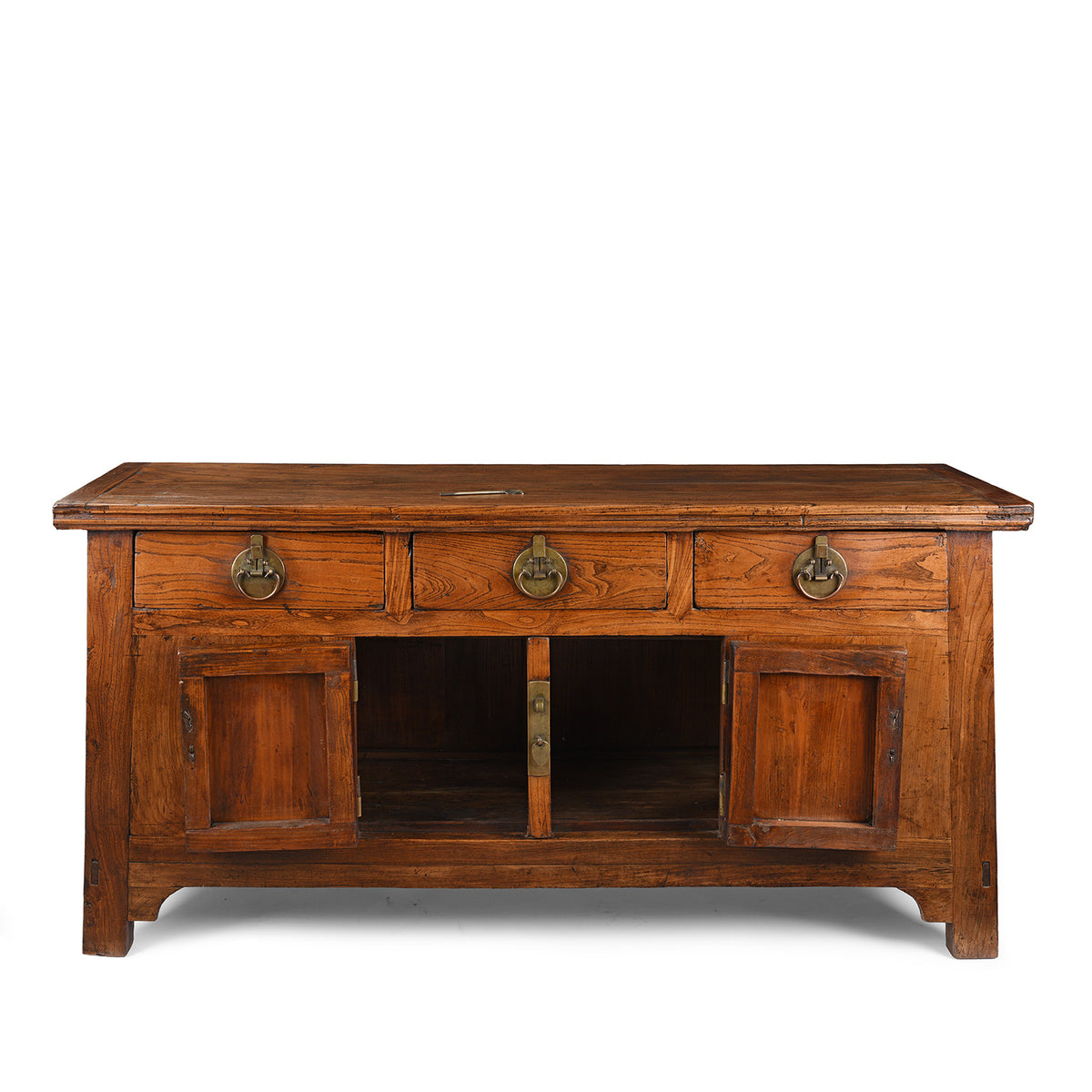 Open Doors View Of Antique Elm Chinese Sideboard From Peking | Indigo Antiques