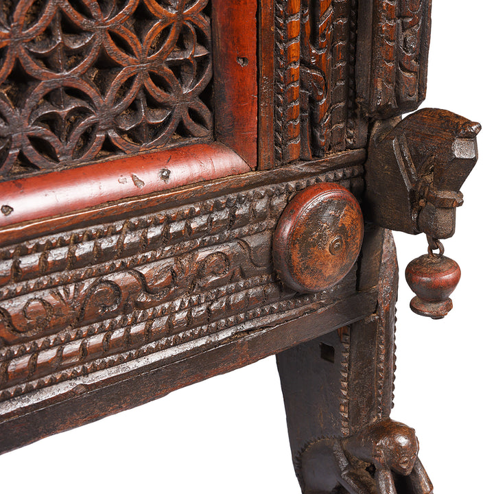 Horse head and laquer detail from an antique Indian Majus dowry chest from Gujarat | Indigo Antiques