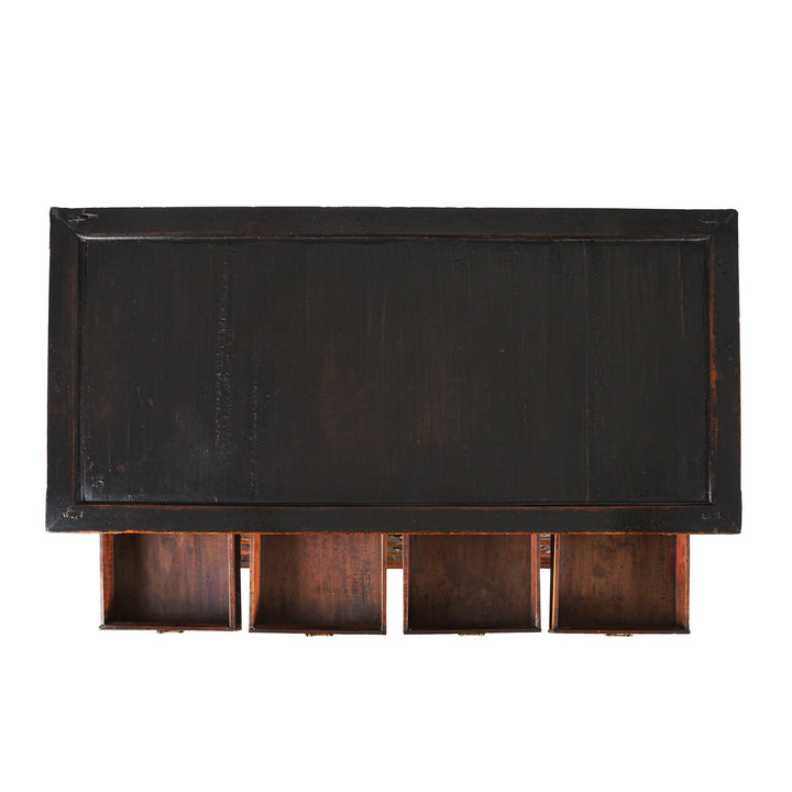 Top Down View And Drawer Interior View From Antique Korean Burr Elm Ich Ung Jang Cabinet on Stand | Indigo Antques