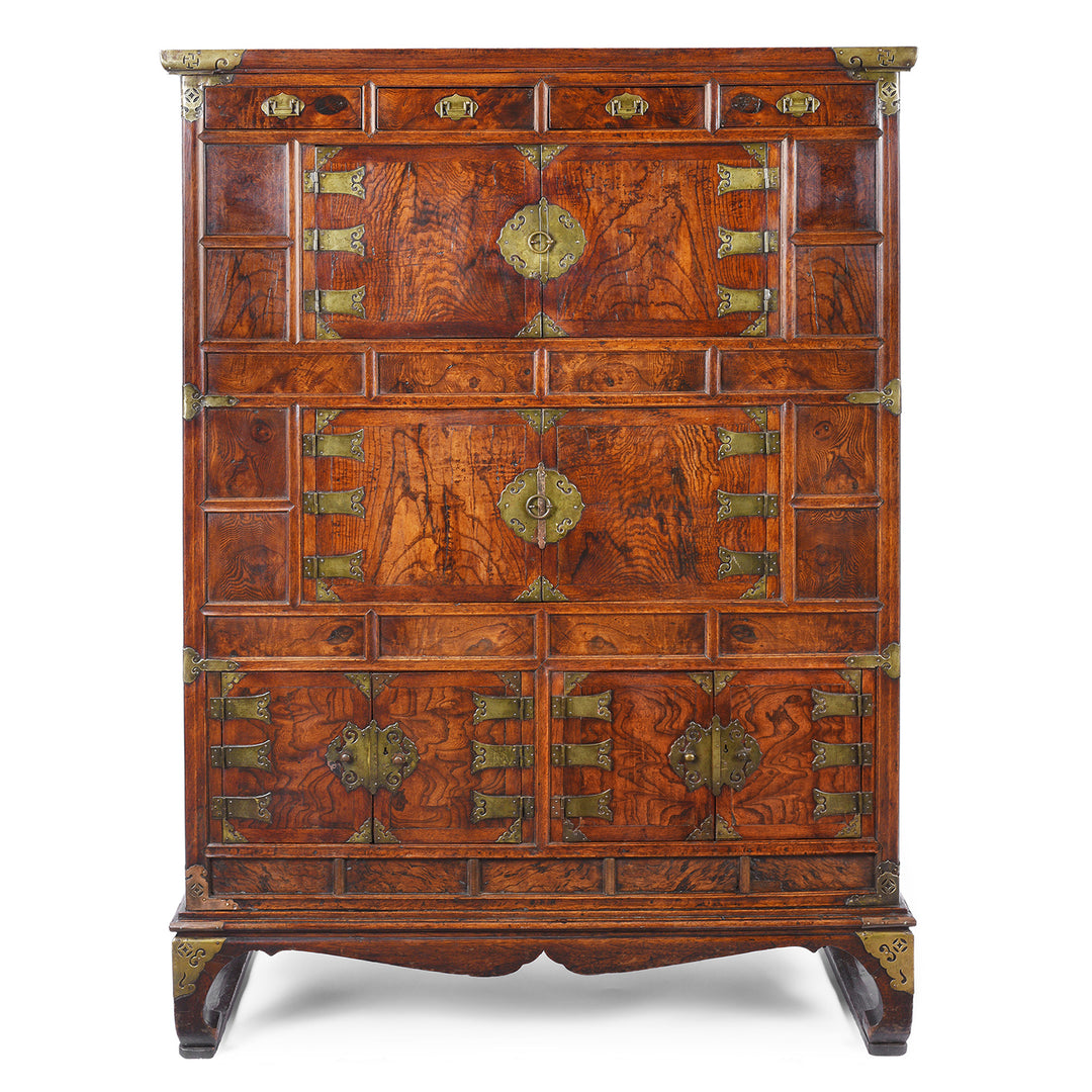 Antique Korean Burr Elm Ich Ung Jang Cabinet on Stand | Indigo Antques