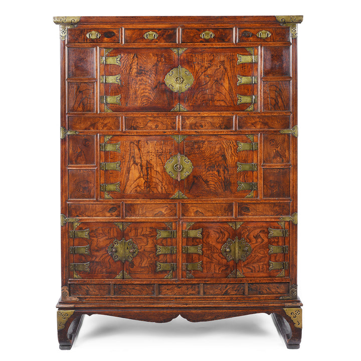 Antique Korean Burr Elm Ich Ung Jang Cabinet on Stand | Indigo Antques