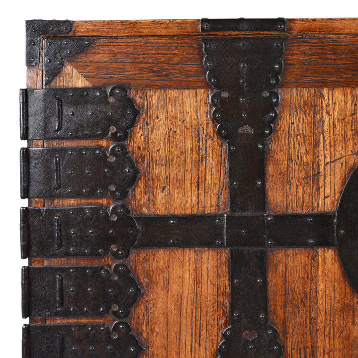 Corner Detail From Antique Japanese Ryobirake Kasane Dansu | Indigo Antiques