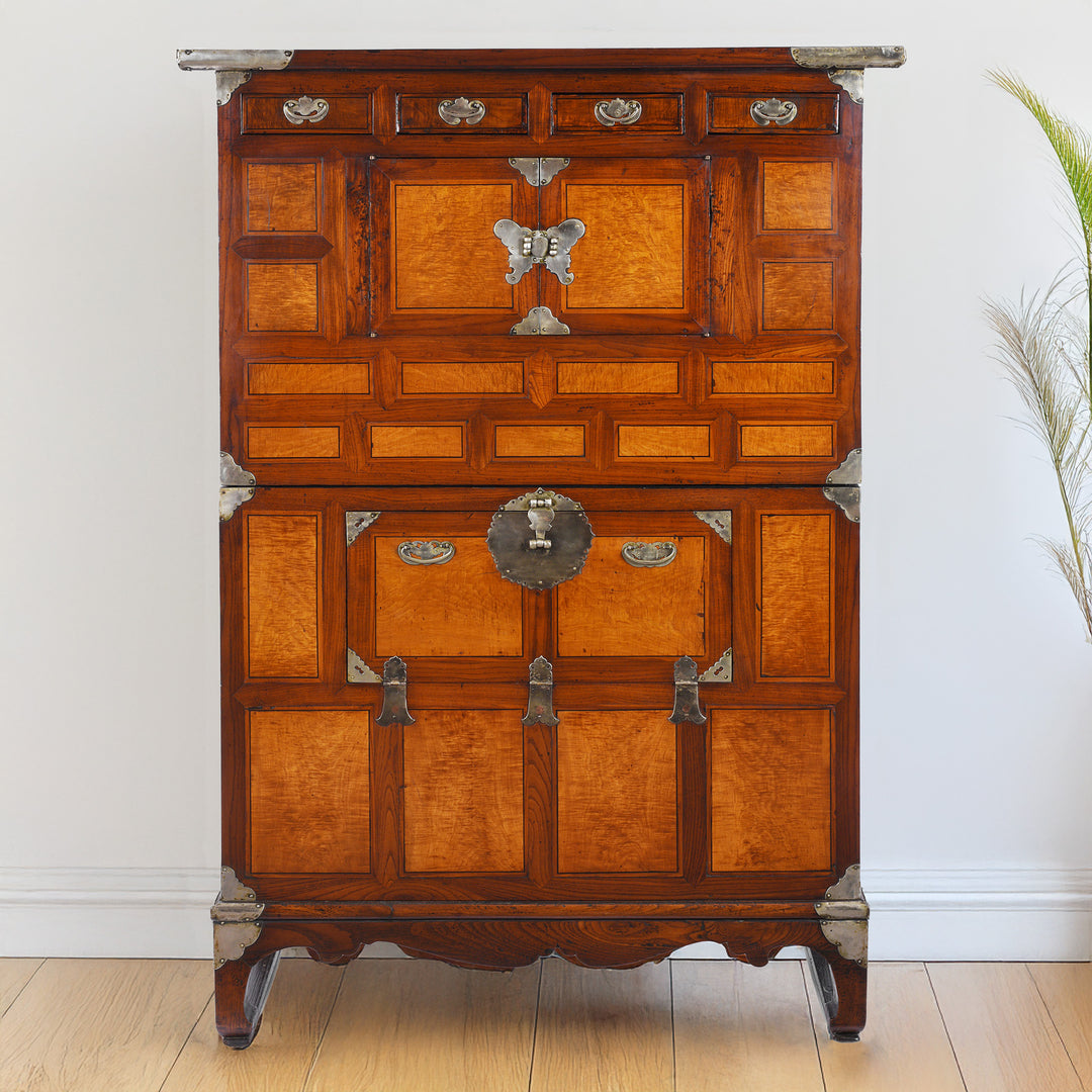 Antique Korean Ich Ung Jang Burr Cabinet on Stand | Indigo Antques