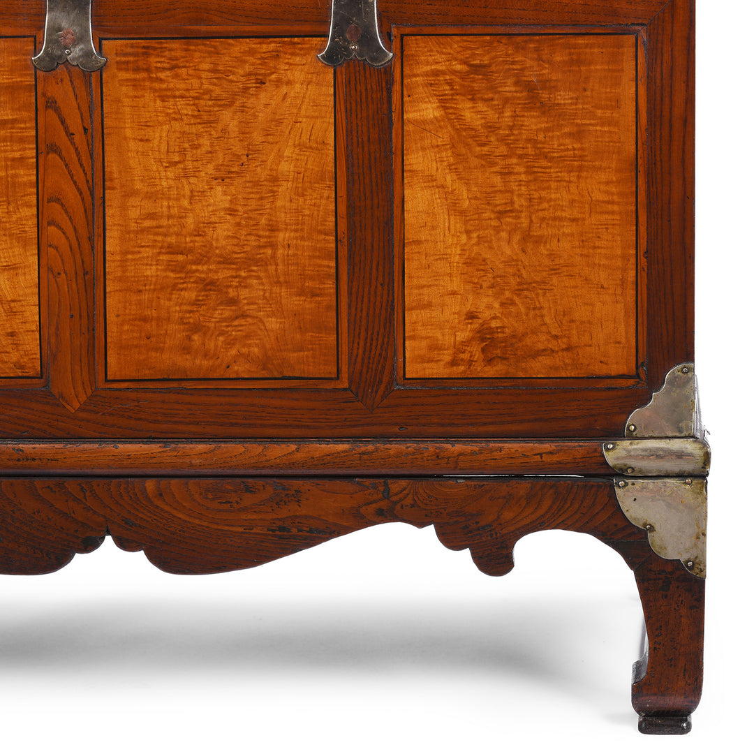 Leg Detail From Antique Korean Ich Ung Jang Burr Cabinet on Stand | Indigo Antques