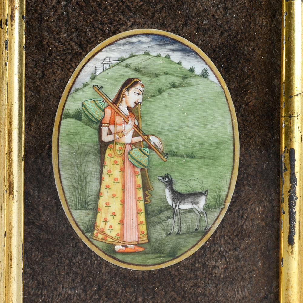 Artwork Detail From Antique Gilt Framed Indian Miniature Painting | Indigo Antiques