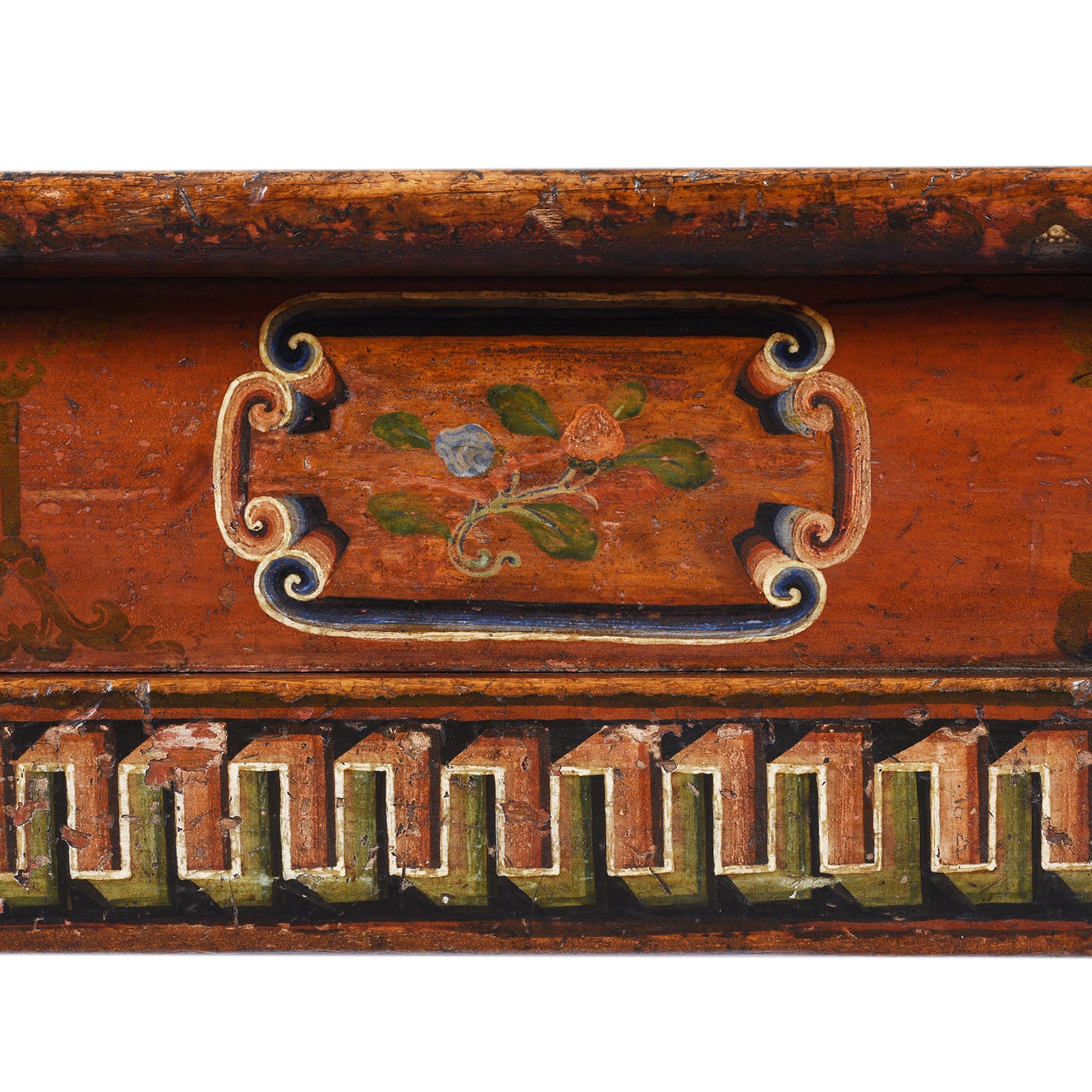 Central Painted Panel Detail From Antique Painted Choksar Prayer Table from Mongolia | Indigo Antiques