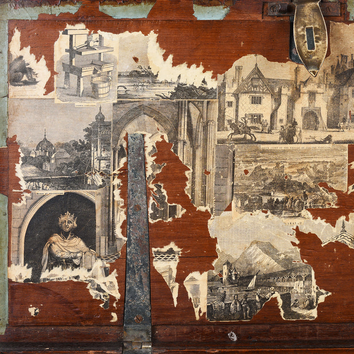 Detail From Inside Of Lid From Antique Brass Bound Indian Teak Chest | Indigo Antiques