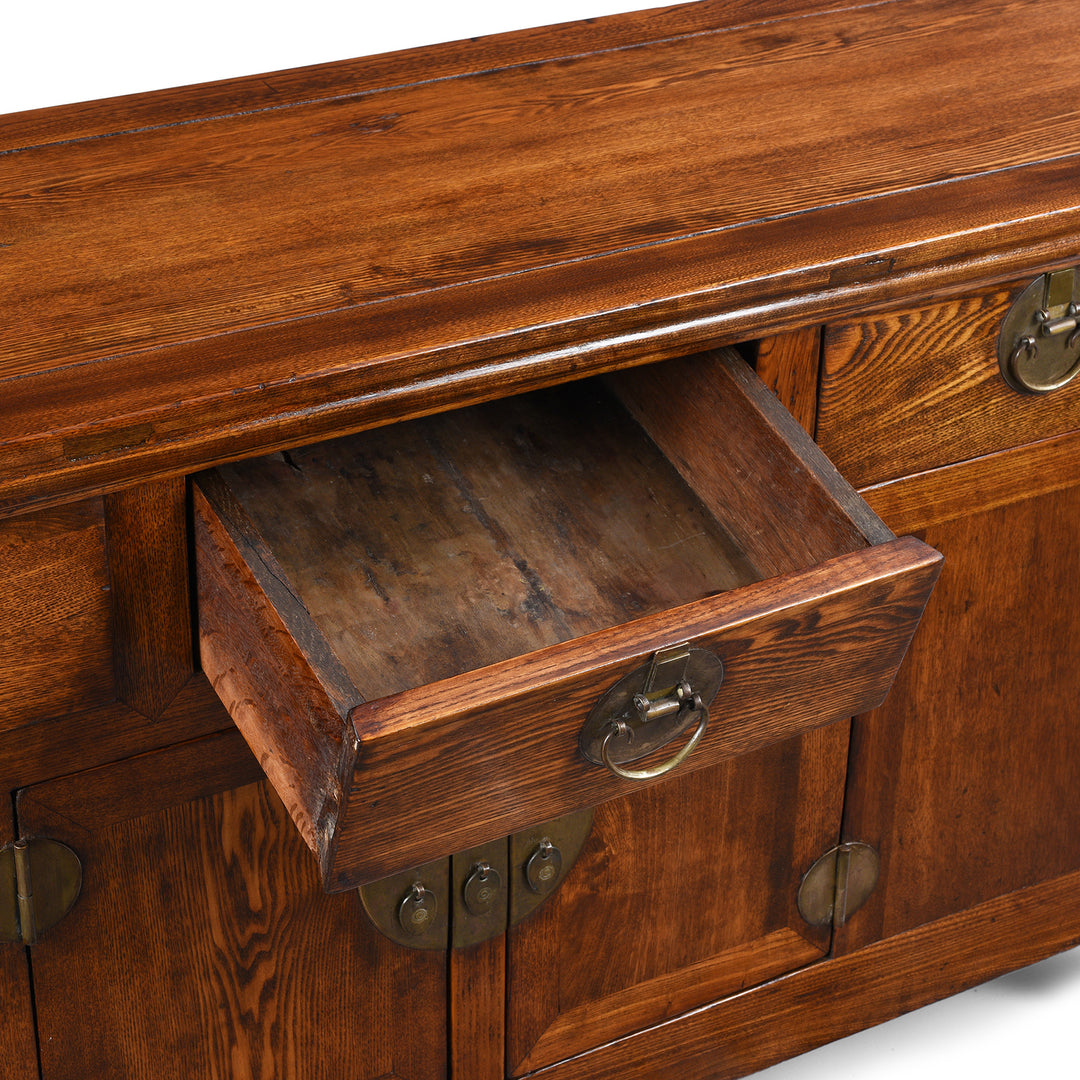 Drawer Detail From Antique Elm Chinese Sideboard From Peking | Indigo Antiques