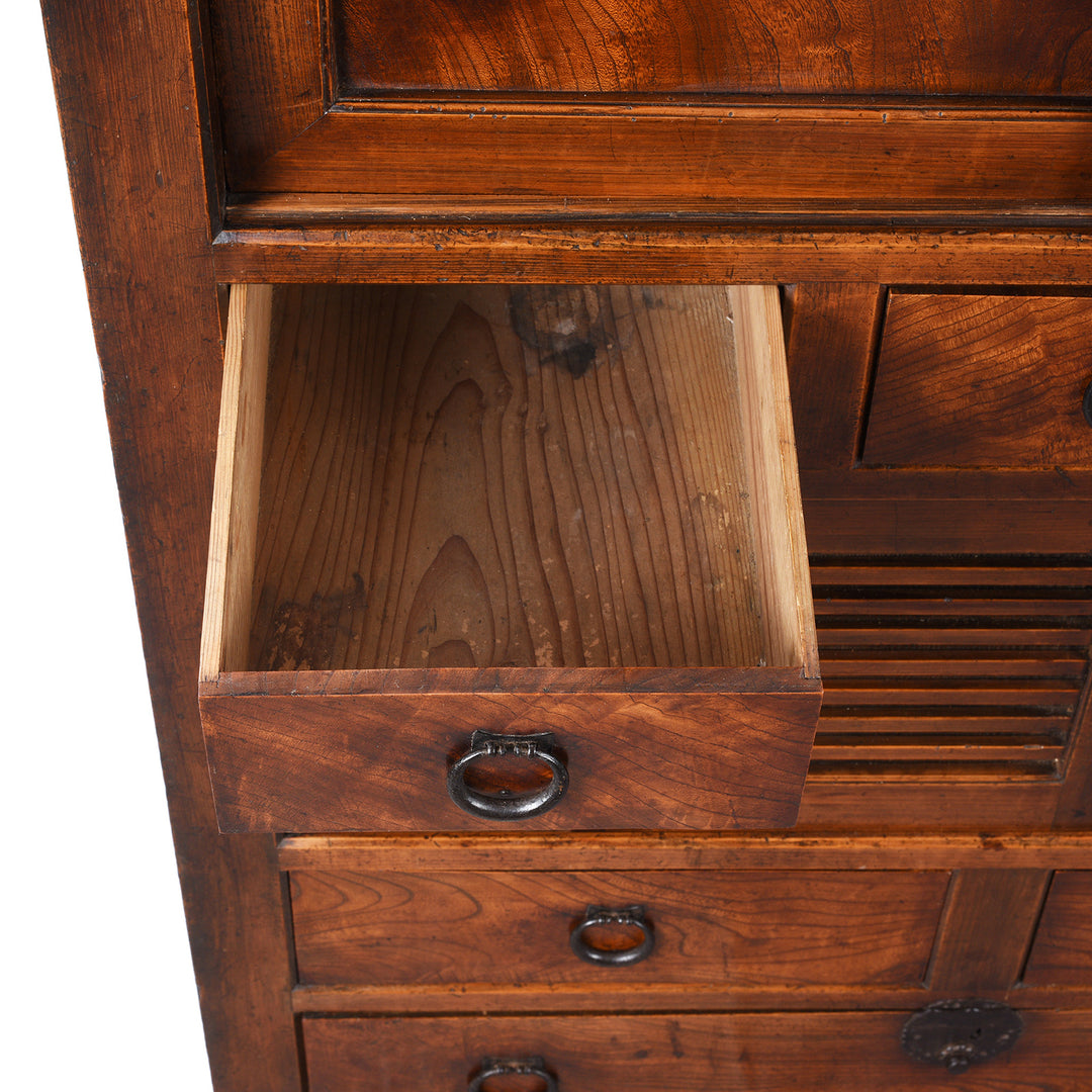 Drawer Interior Detail From Antique Japanese Keyaki Choba Dansu From Gifu | Indigo Antiques