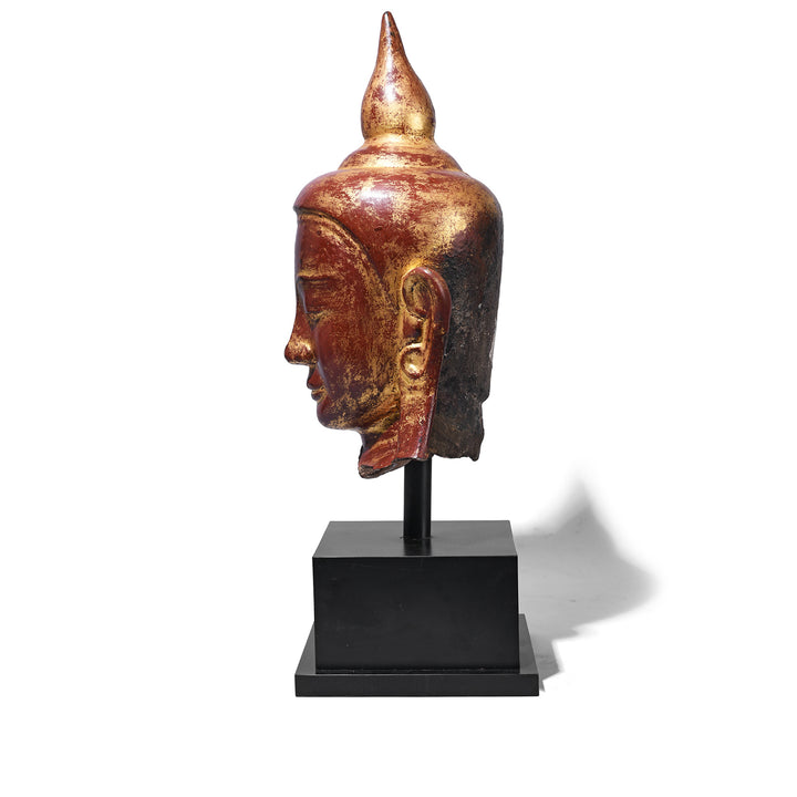 Side View Of Antique Stone Ava Shakyamuni Buddha Head | Indigo Antiques