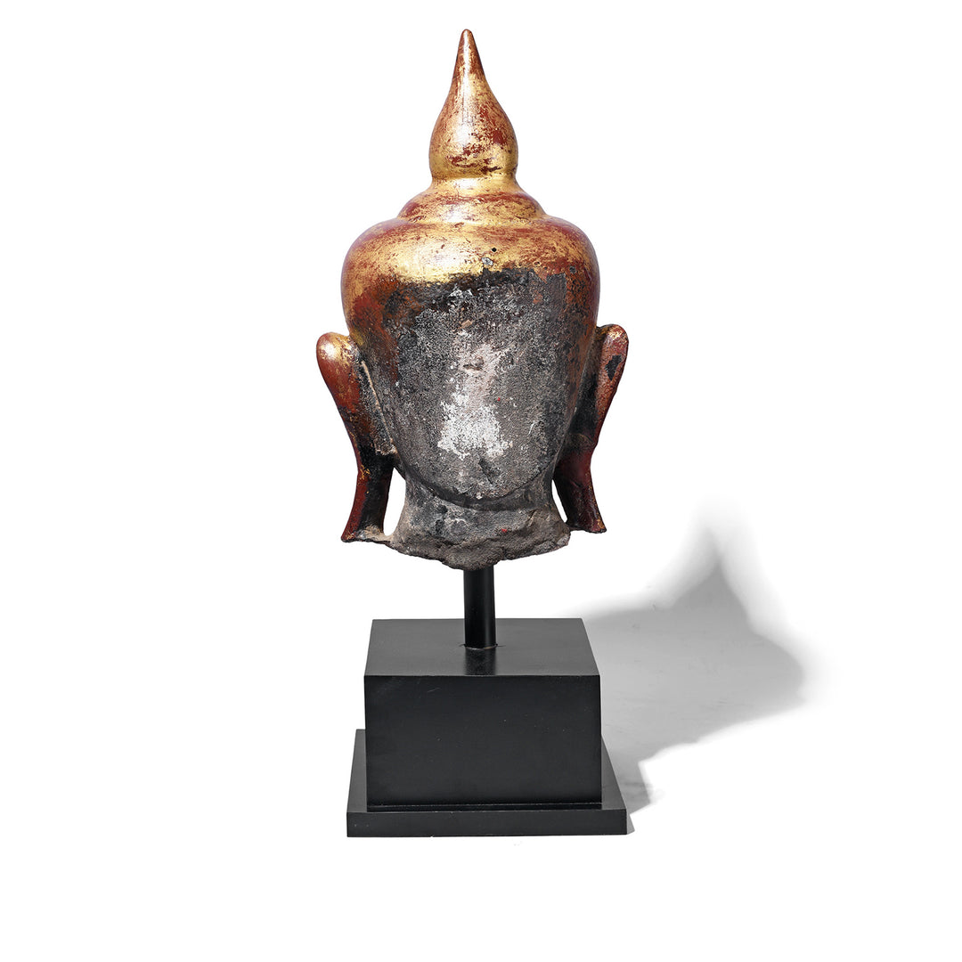 Back Of Antique Stone Ava Shakyamuni Buddha Head | Indigo Antiques