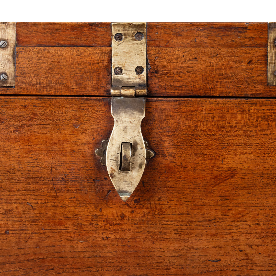 Latch Detail From Antique Indian Brass Bound Chest | Indigo Antiques