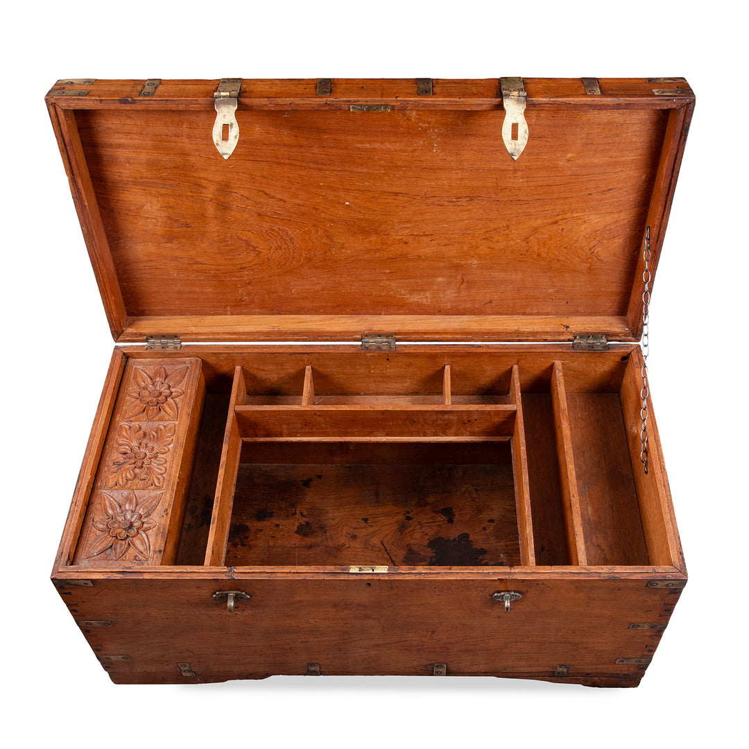 Interior Of Antique Indian Brass Bound Chest | Indigo Antiques