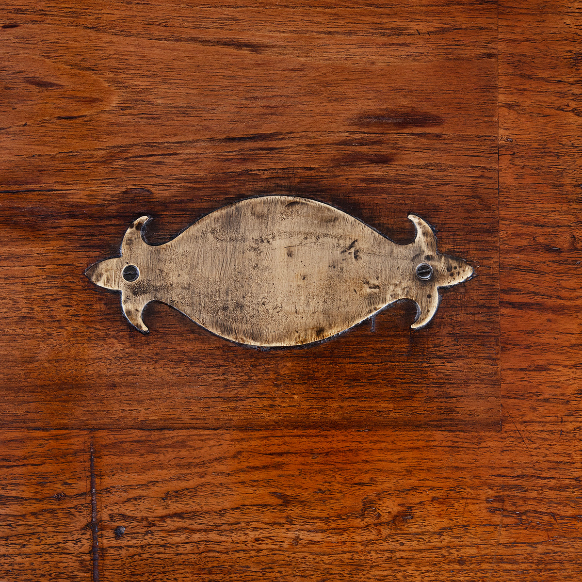 Brass Nameplate Detail From Antique Indian Brass Bound Chest | Indigo Antiques