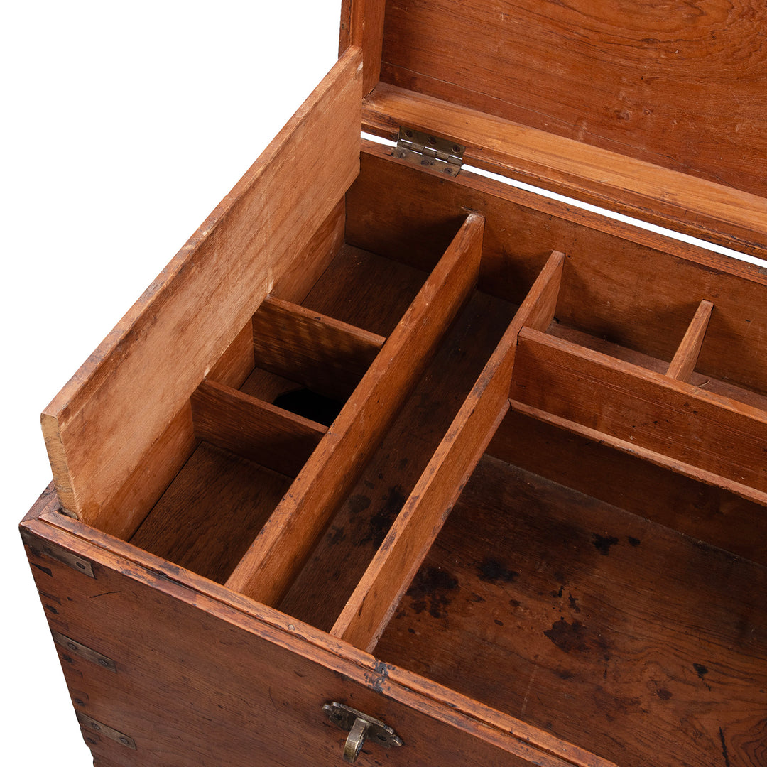 Open View Of Antique Indian Brass Bound Chest | Indigo Antiques