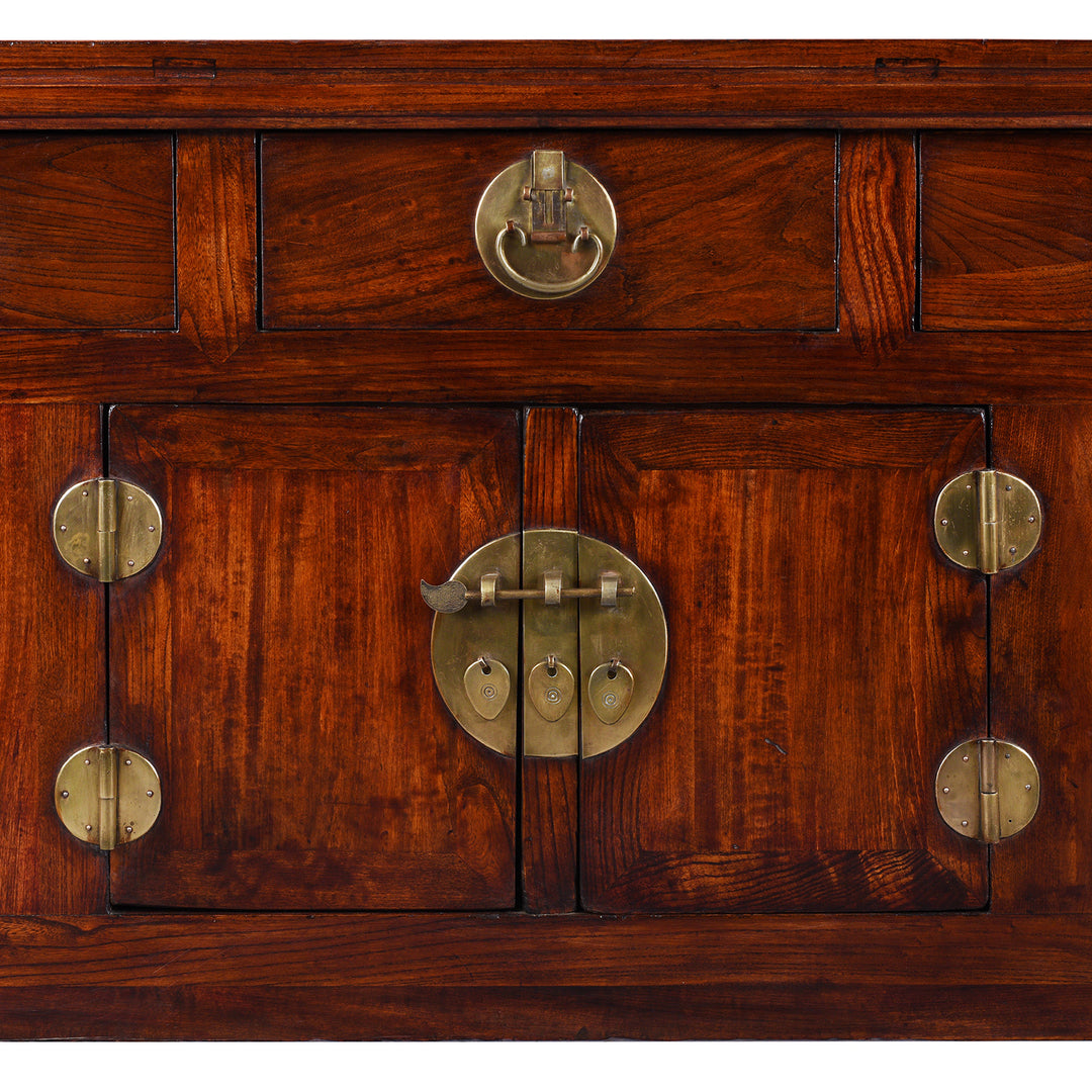 Central Doors Detail From Antique Elm Chinese Sideboard From Peking | Indigo Antiques