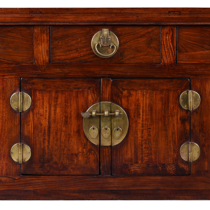 Central Doors Detail From Antique Elm Chinese Sideboard From Peking | Indigo Antiques