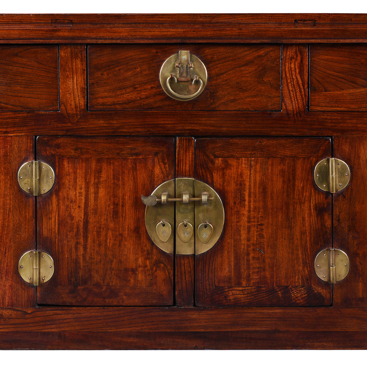 Central Doors Detail From Antique Elm Chinese Sideboard From Peking | Indigo Antiques