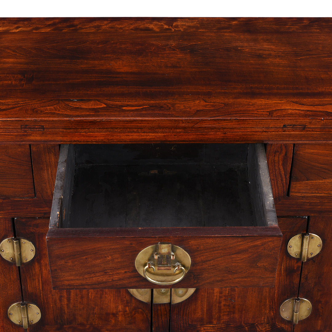 Drawer Detail From Antique Elm Chinese Sideboard From Peking | Indigo Antiques