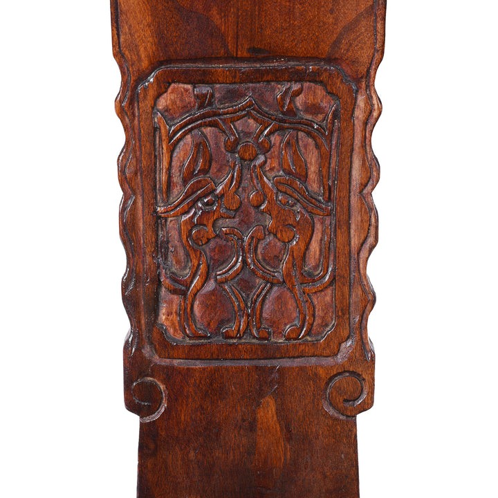 Carving Detail From Elm Officials Hat Chair Made From Reclaimed Wood  | Indigo Antiques