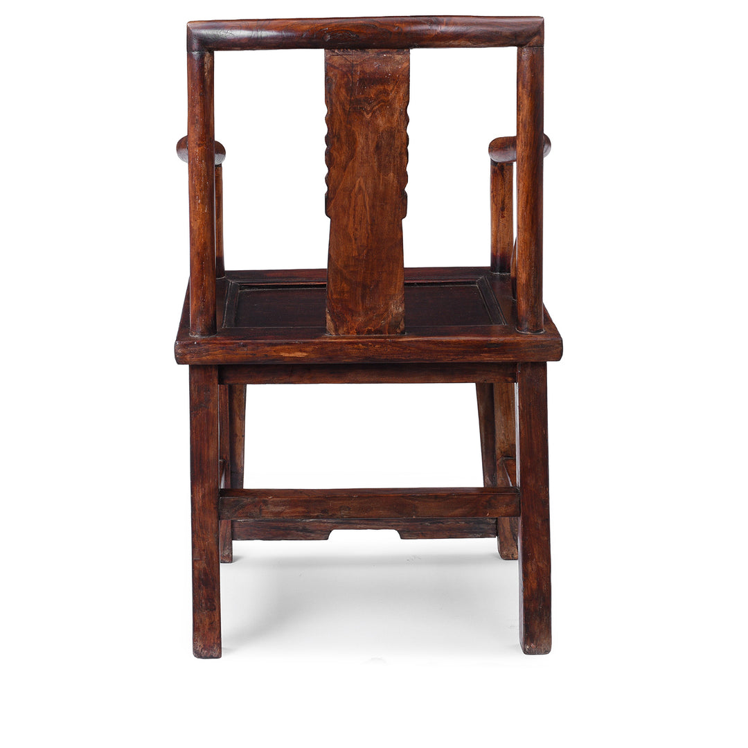 Back Of Arm Rest Detail From Elm Officials Hat Chair Made From Reclaimed Wood | Indigo Antiques