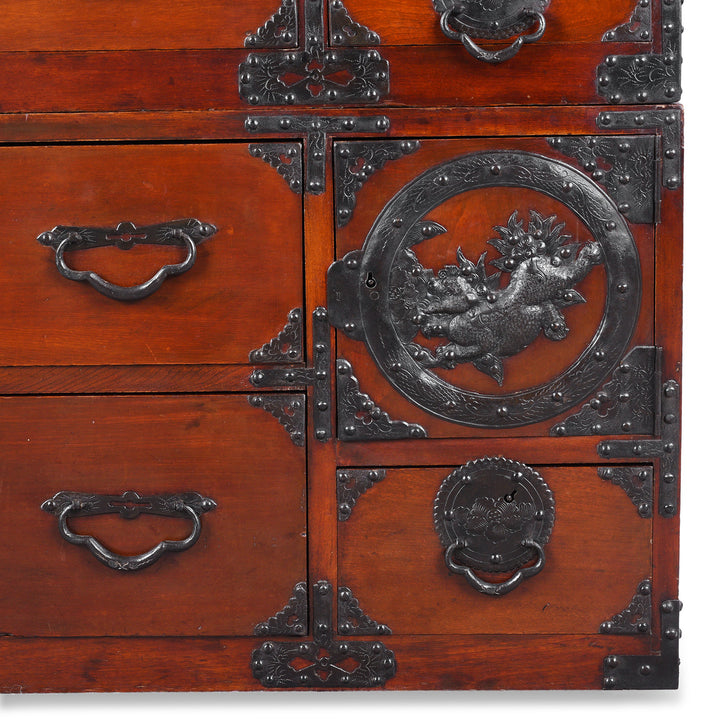 Bottom Corner Compartment Detail From Antique Isho Dansu from Sendai Province | Indigo Antiques