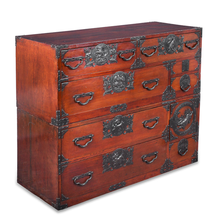 Angled VIew Of Antique Isho Dansu from Sendai Province | Indigo Antiques