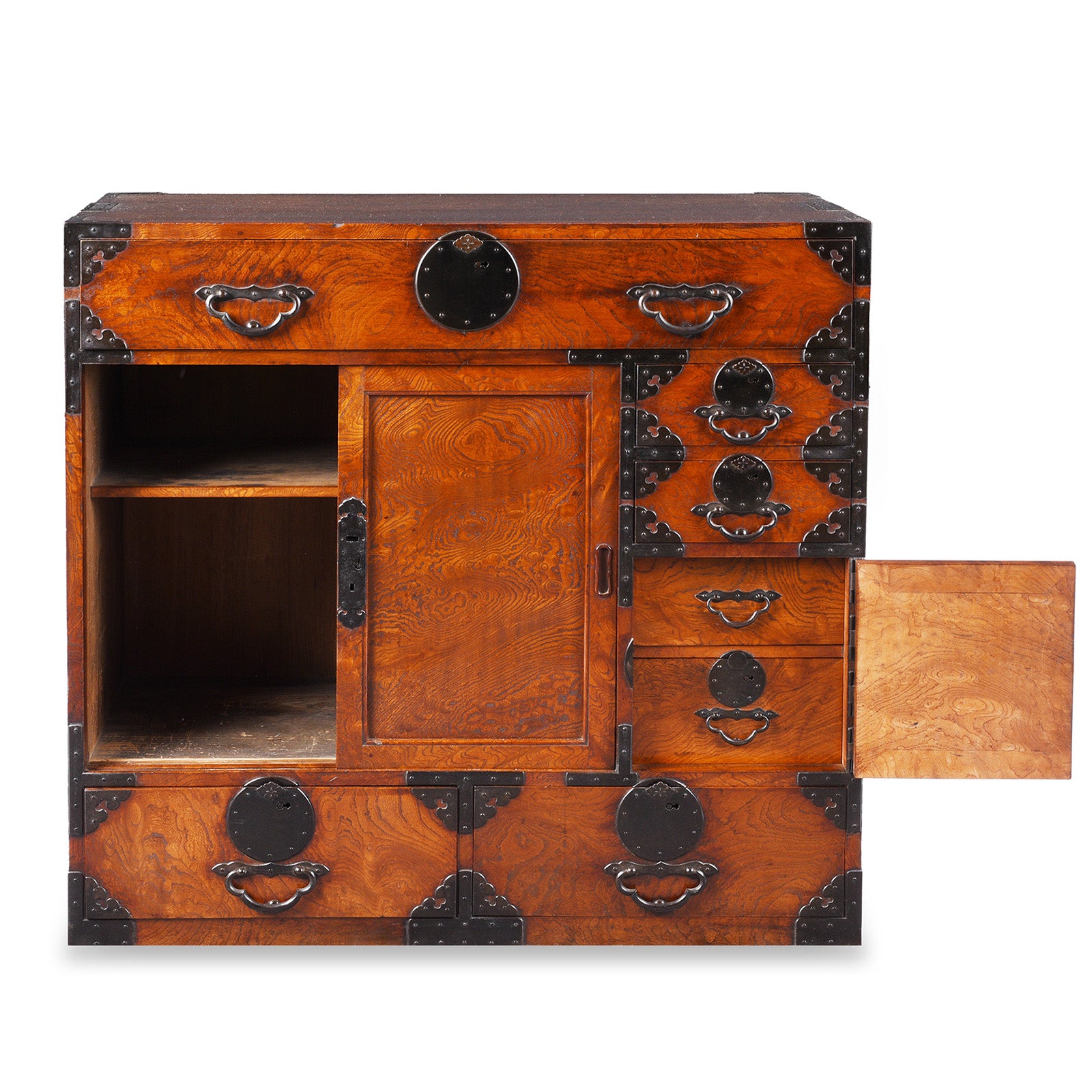 Open View Of Antique Japanese Choba Dansu | Indigo Antiques
