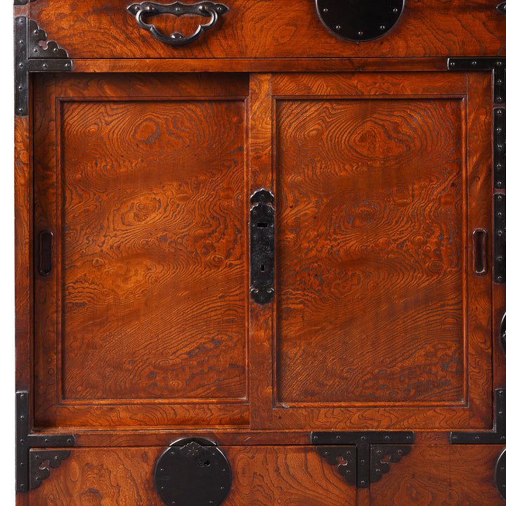 Slidign Doors Detail From Antique Japanese Choba Dansu | Indigo Antiques