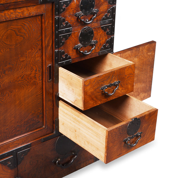 Drawers Detail From Antique Japanese Choba Dansu | Indigo Antiques
