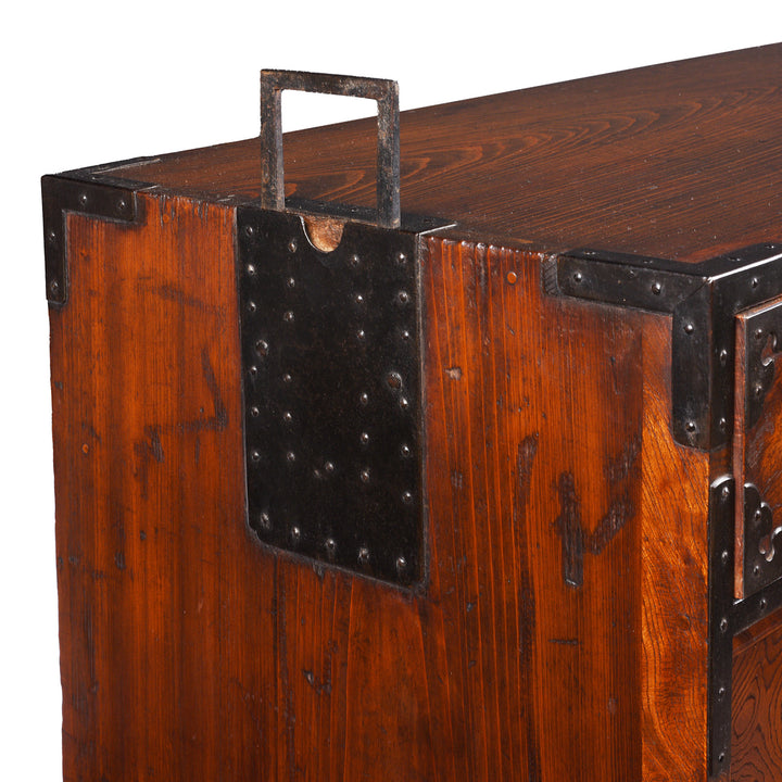 Carry Handle Detail From Antique Japanese Choba Dansu | Indigo Antiques